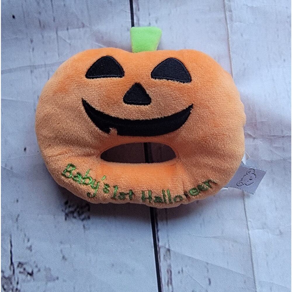 Koala Baby Plush Pumpkin Jack O Lantern Rattle Babys 1st Halloween 4” 2016 Toy